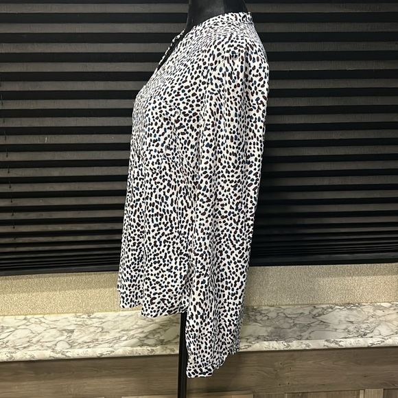 GNW Women’s Collarless 1/2 Zip Long Sleeve Multi Colored Speckled Blouse Medium - Picture 2 of 9